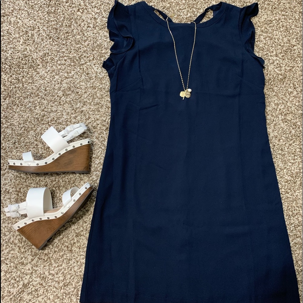 FINAL SALE - Tie Back Flutter Shift Dress